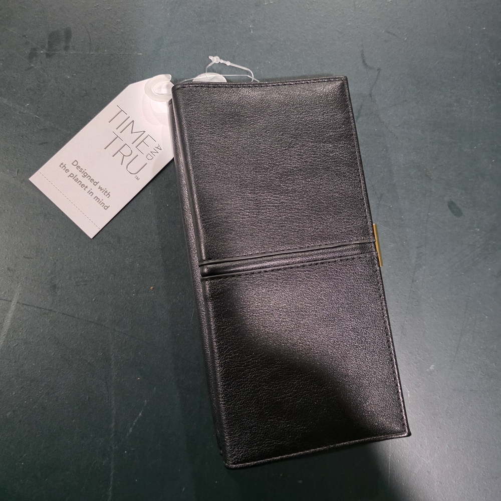 TIME AND TRU Black Leather Long Wallet